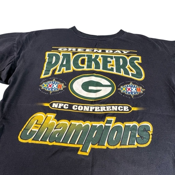 Vintage 1998 Green Bay Packers NFC Champs T-Shirt XL Super Bowl XXXII NFL Tee - Picture 2 of 9